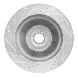 Ford F-250 Super Duty Brake Rotor (1) - Front Right - R1 Concepts - Drilled & Slotted - Silver - `99-`02